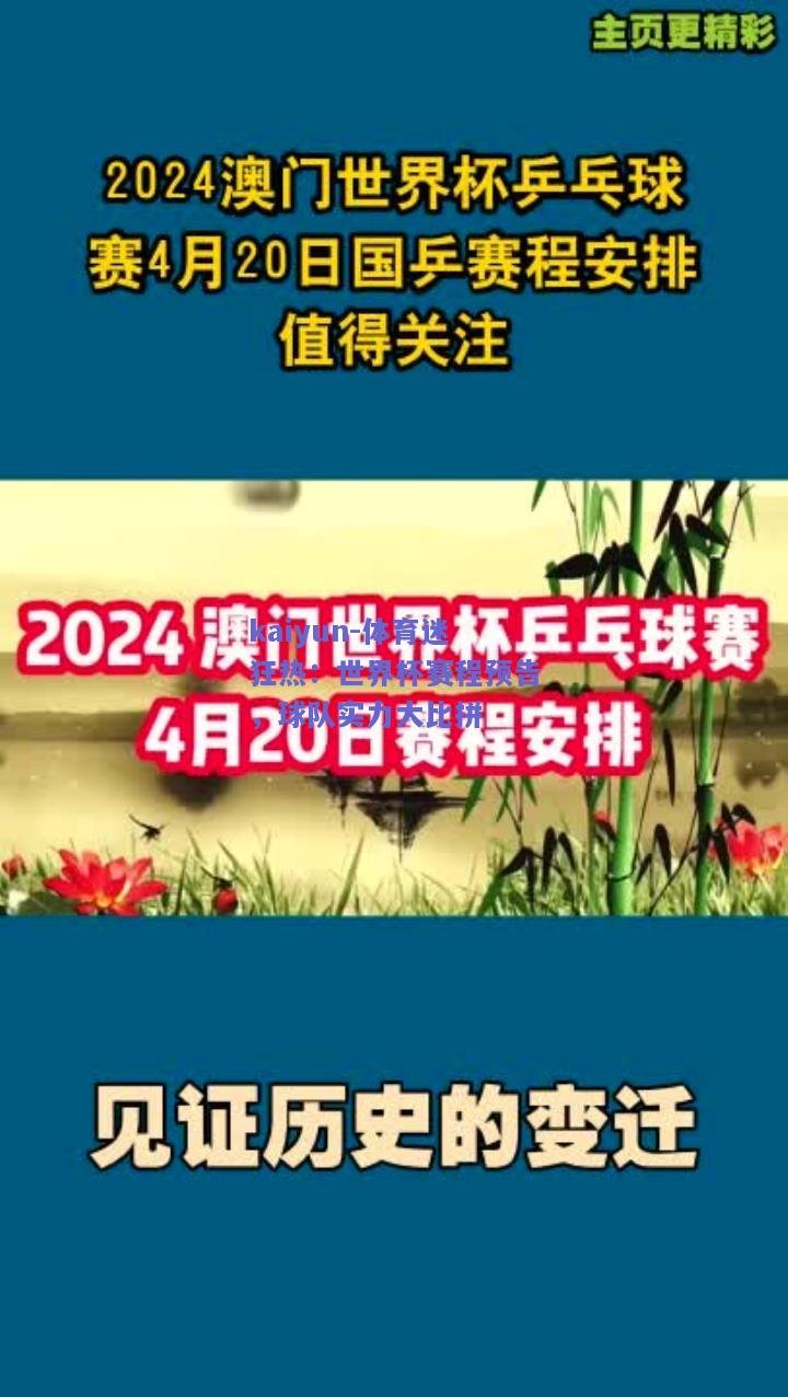 体育迷狂热：世界杯赛程预告，球队实力大比拼